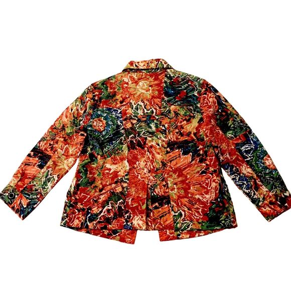 Chico’s Artsy Silk Blend Top Shacket Red WaterColor 0 (Small) Women CareerCore - Picture 10 of 15